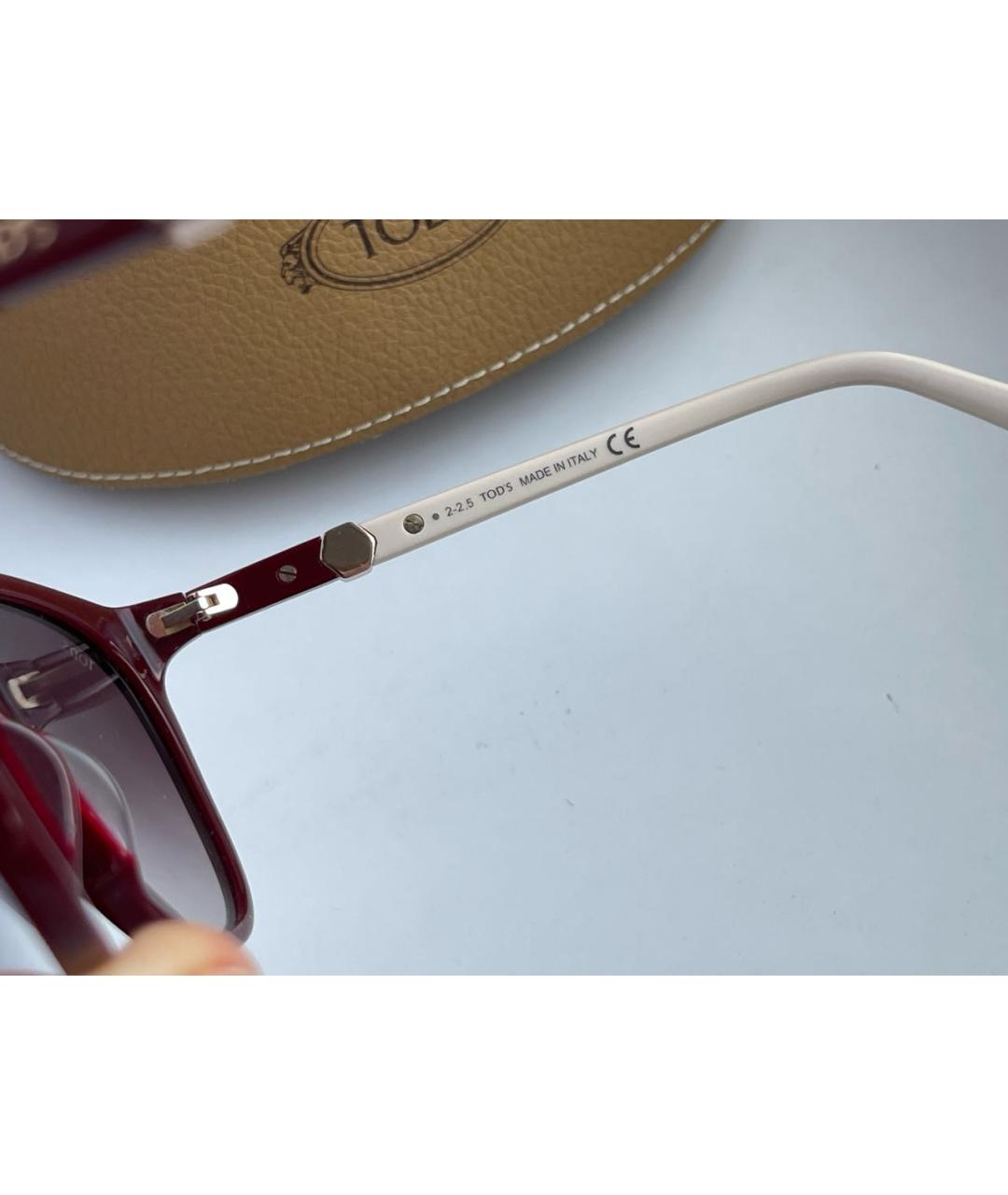 TOD'S Бордовые пластиковые солнцезащитные очки, фото 7