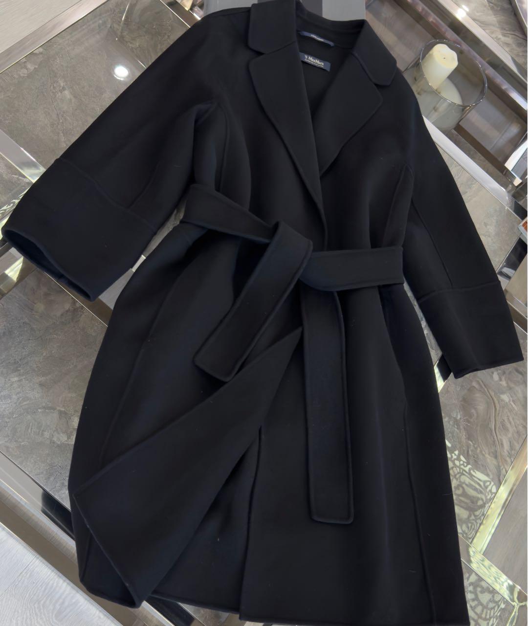 'S MAX MARA Черное шерстяное пальто, фото 3