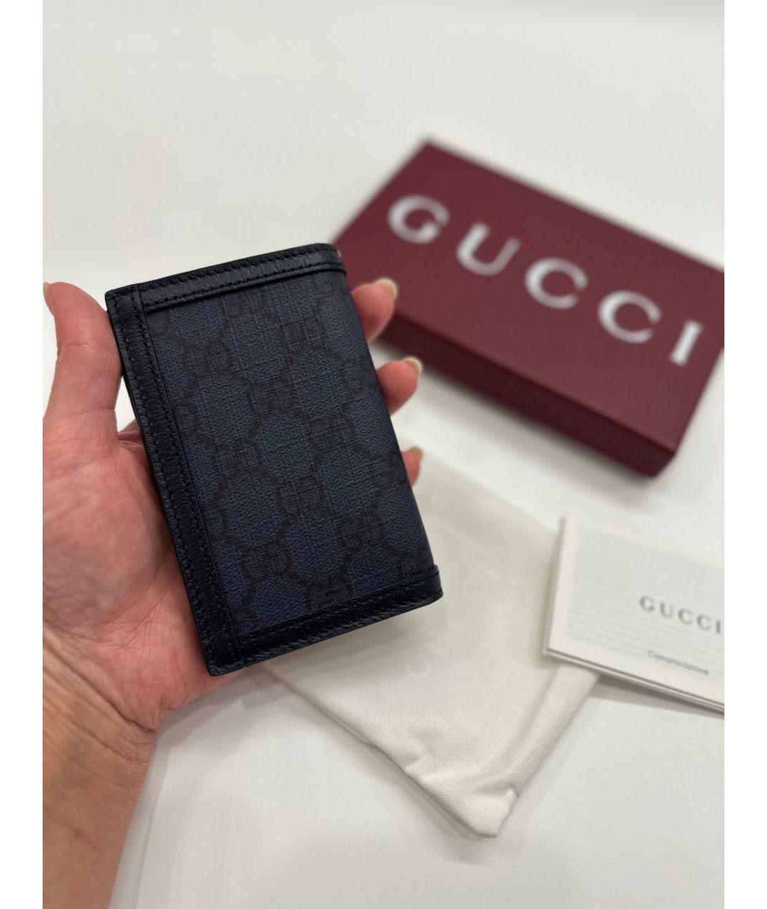 GUCCI Темно-синяя визитница, фото 4