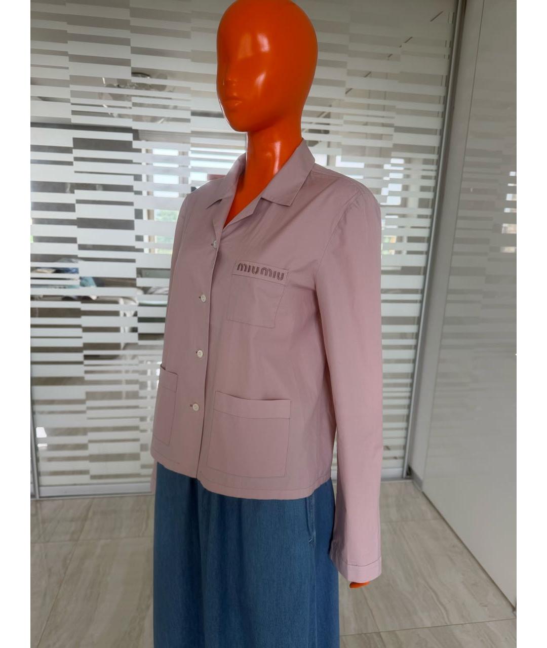 MIU MIU Розовая хлопковая рубашка, фото 7