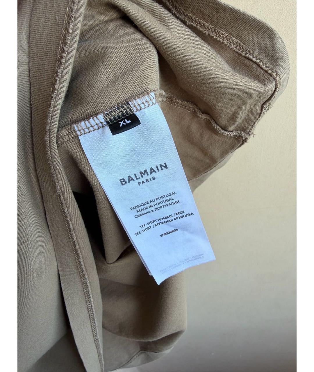 BALMAIN Коричневая хлопковая футболка, фото 6