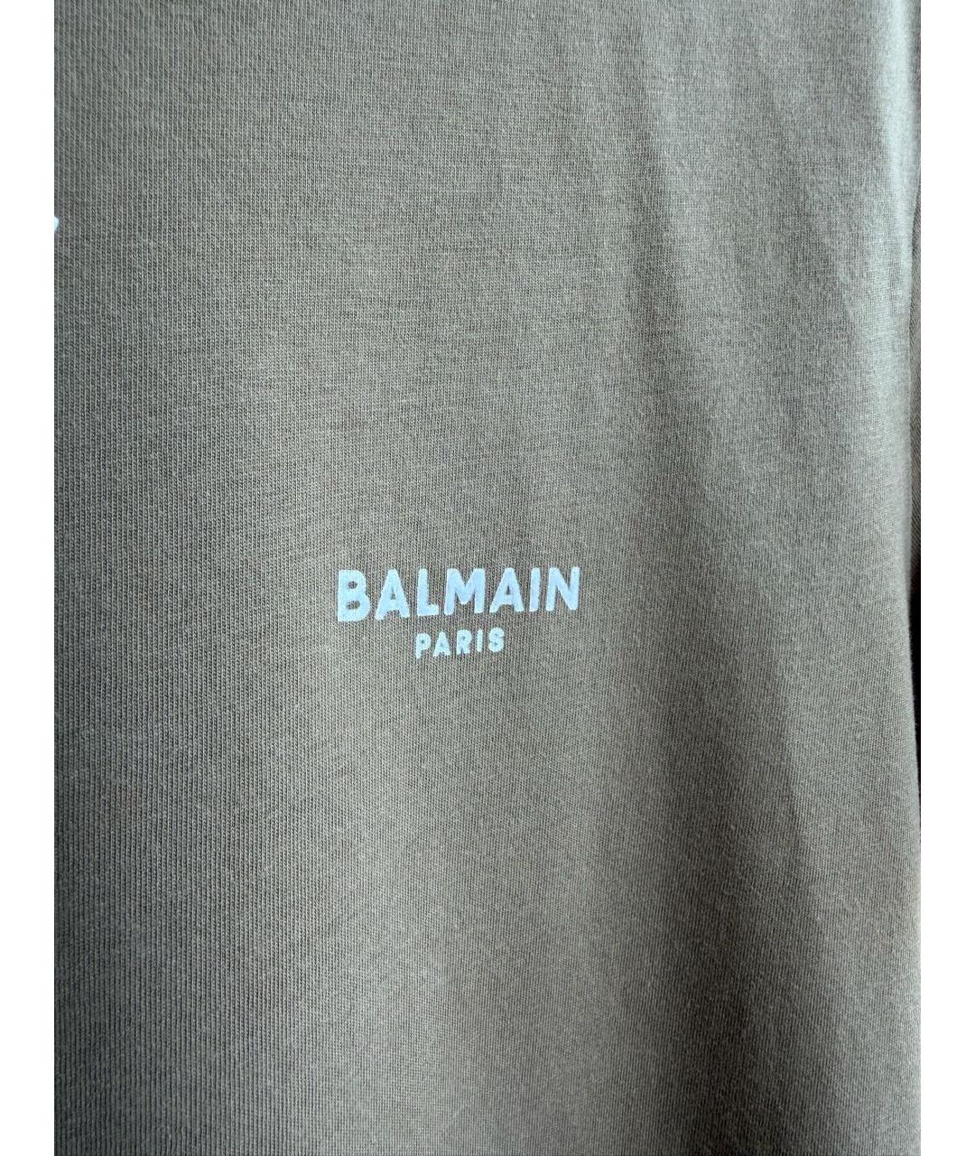 BALMAIN Коричневая хлопковая футболка, фото 4