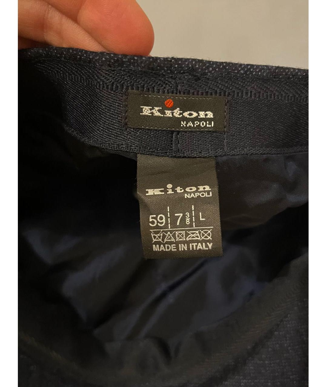 KITON Темно-синяя хлопковая кепка/бейсболка, фото 3