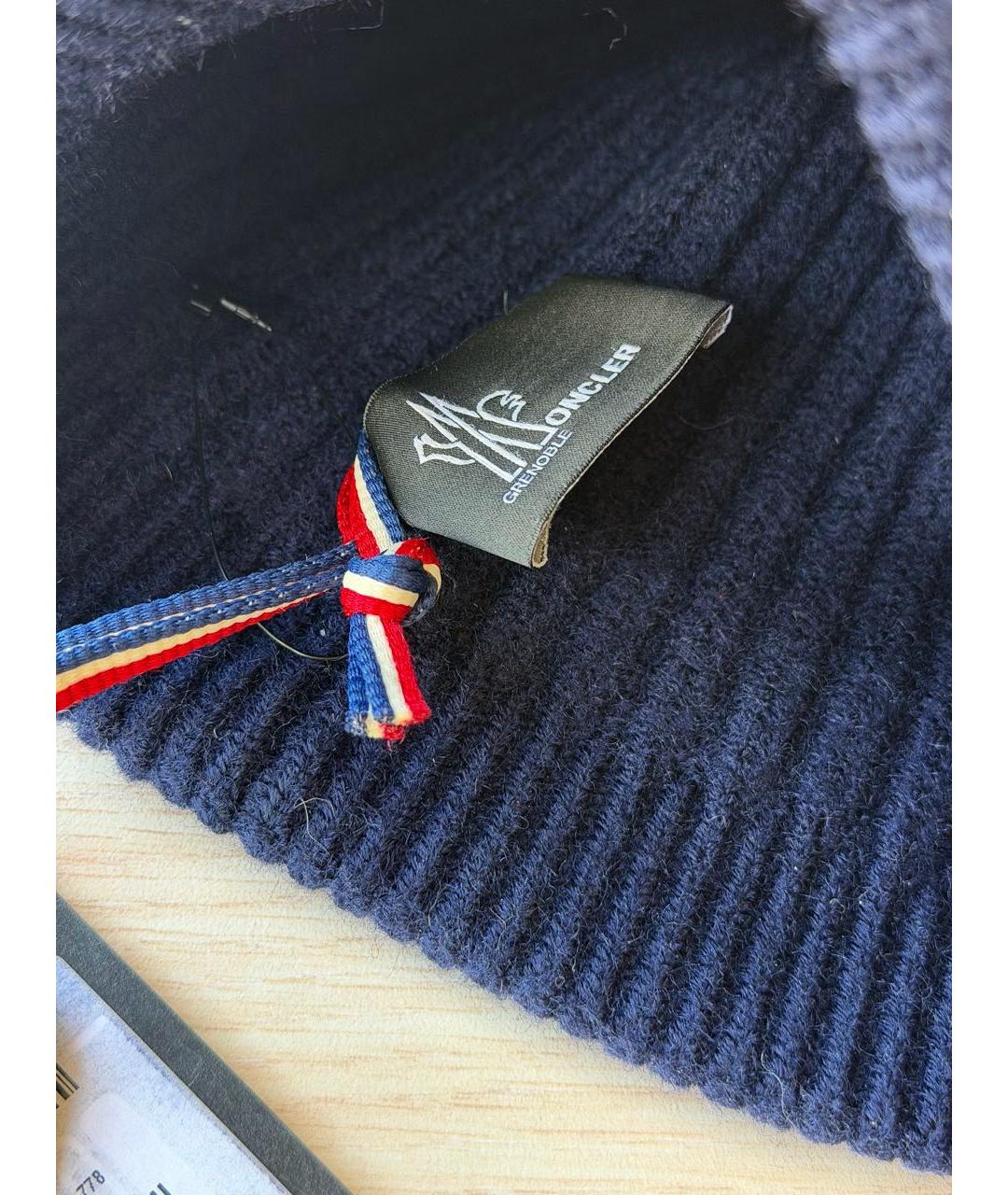 MONCLER GRENOBLE Темно-синяя шерстяная шапка, фото 5