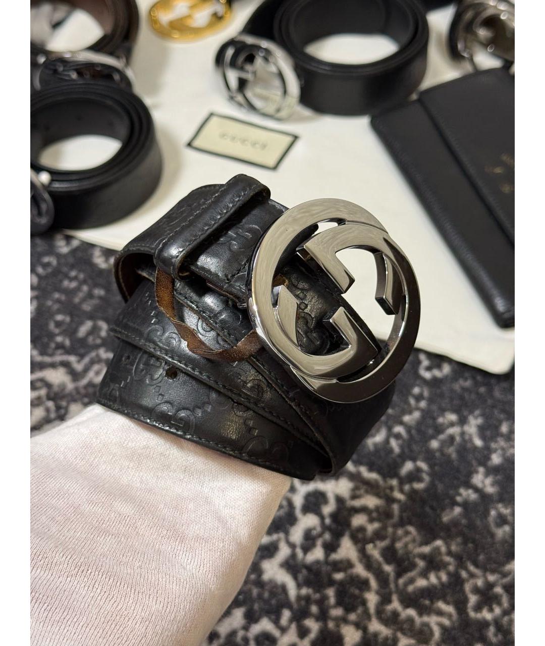 GUCCI Черный кожаный ремень, фото 5
