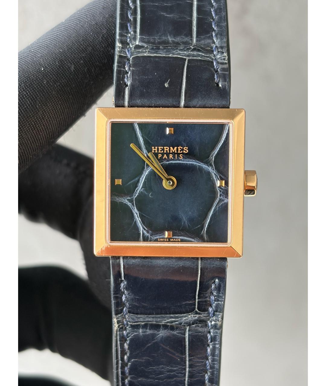 HERMES Черные часы из розового золота, фото 2