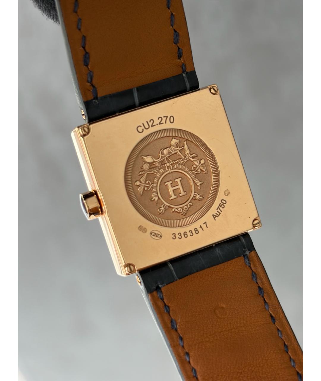 HERMES Черные часы из розового золота, фото 6