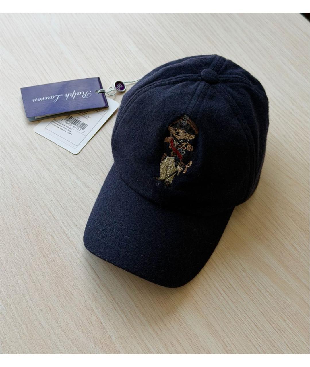 RALPH LAUREN PURPLE LABEL Темно-синяя шерстяная кепка/бейсболка, фото 3