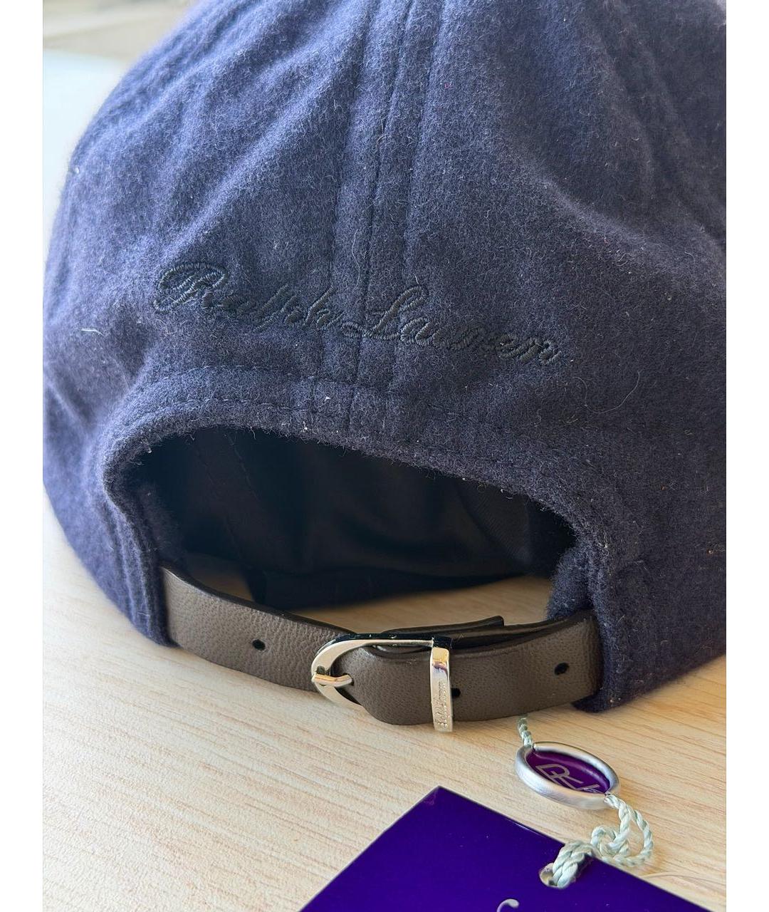 RALPH LAUREN PURPLE LABEL Темно-синяя шерстяная кепка/бейсболка, фото 2