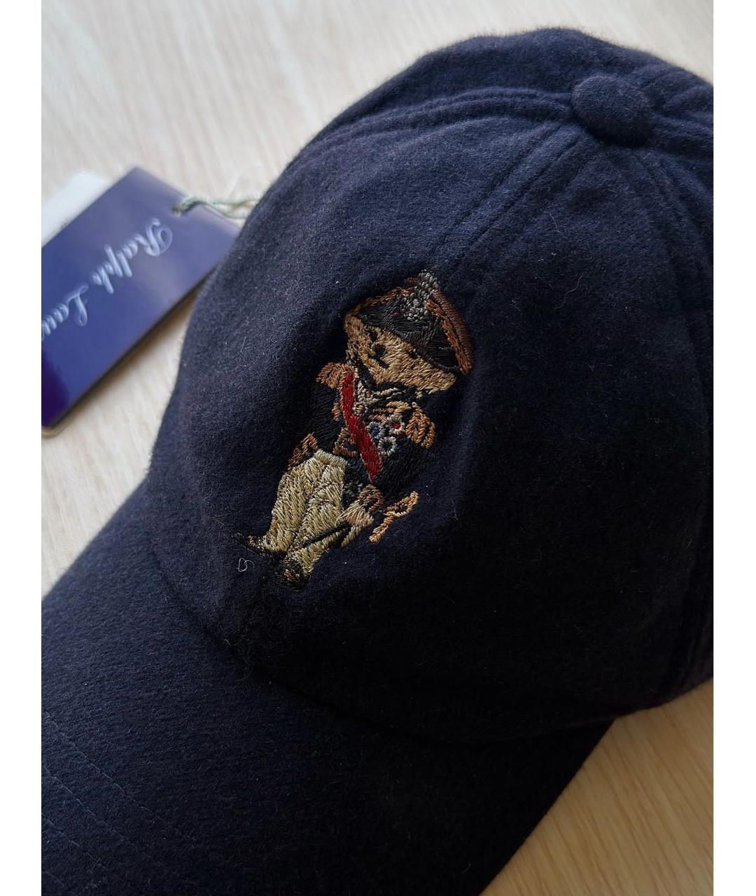 RALPH LAUREN PURPLE LABEL Темно-синяя шерстяная кепка/бейсболка, фото 4