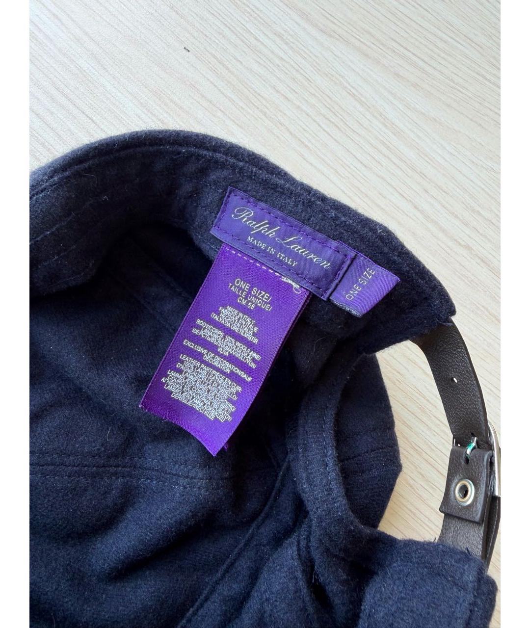 RALPH LAUREN PURPLE LABEL Темно-синяя шерстяная кепка/бейсболка, фото 7