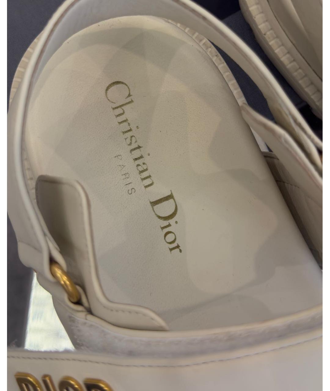 CHRISTIAN DIOR Бежевые кожаные босоножки, фото 4