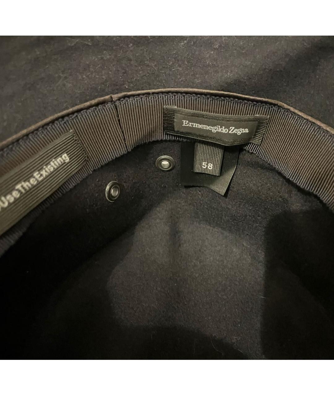 ERMENEGILDO ZEGNA XXX Черная бархатная шляпа, фото 2