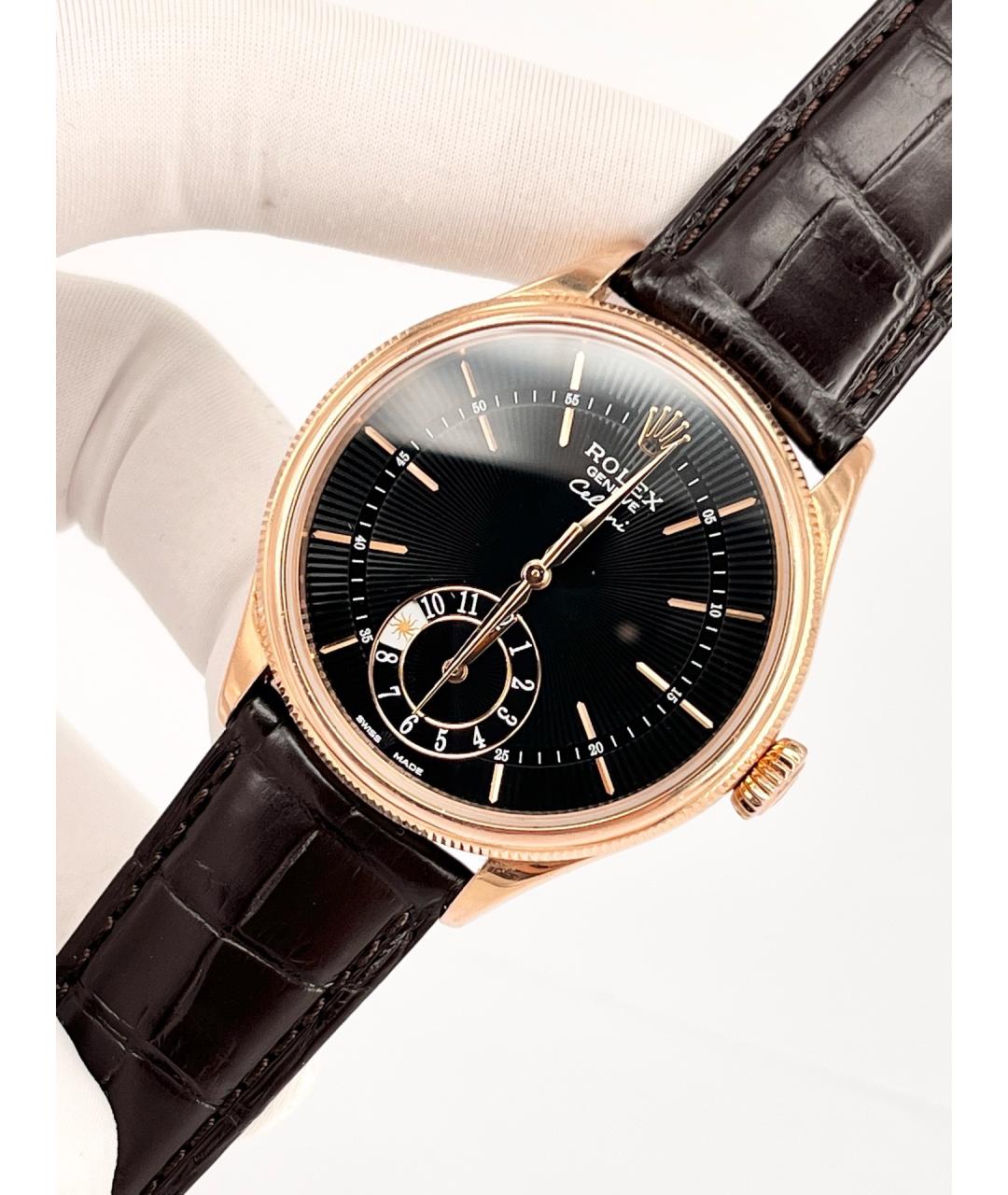 ROLEX Черные часы из розового золота, фото 2