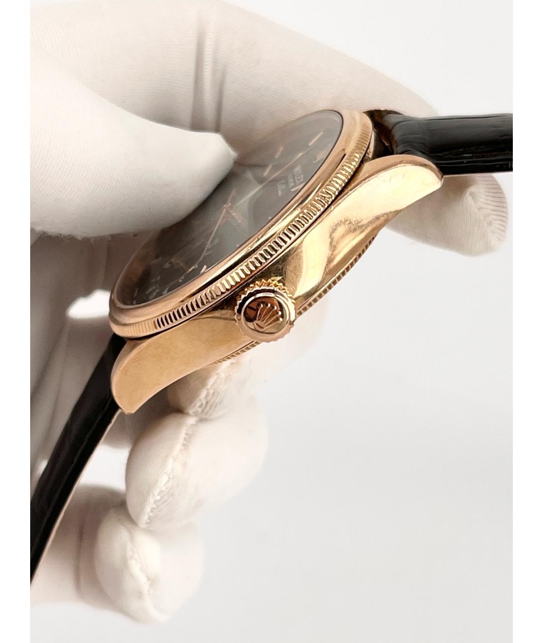 ROLEX Черные часы из розового золота, фото 4