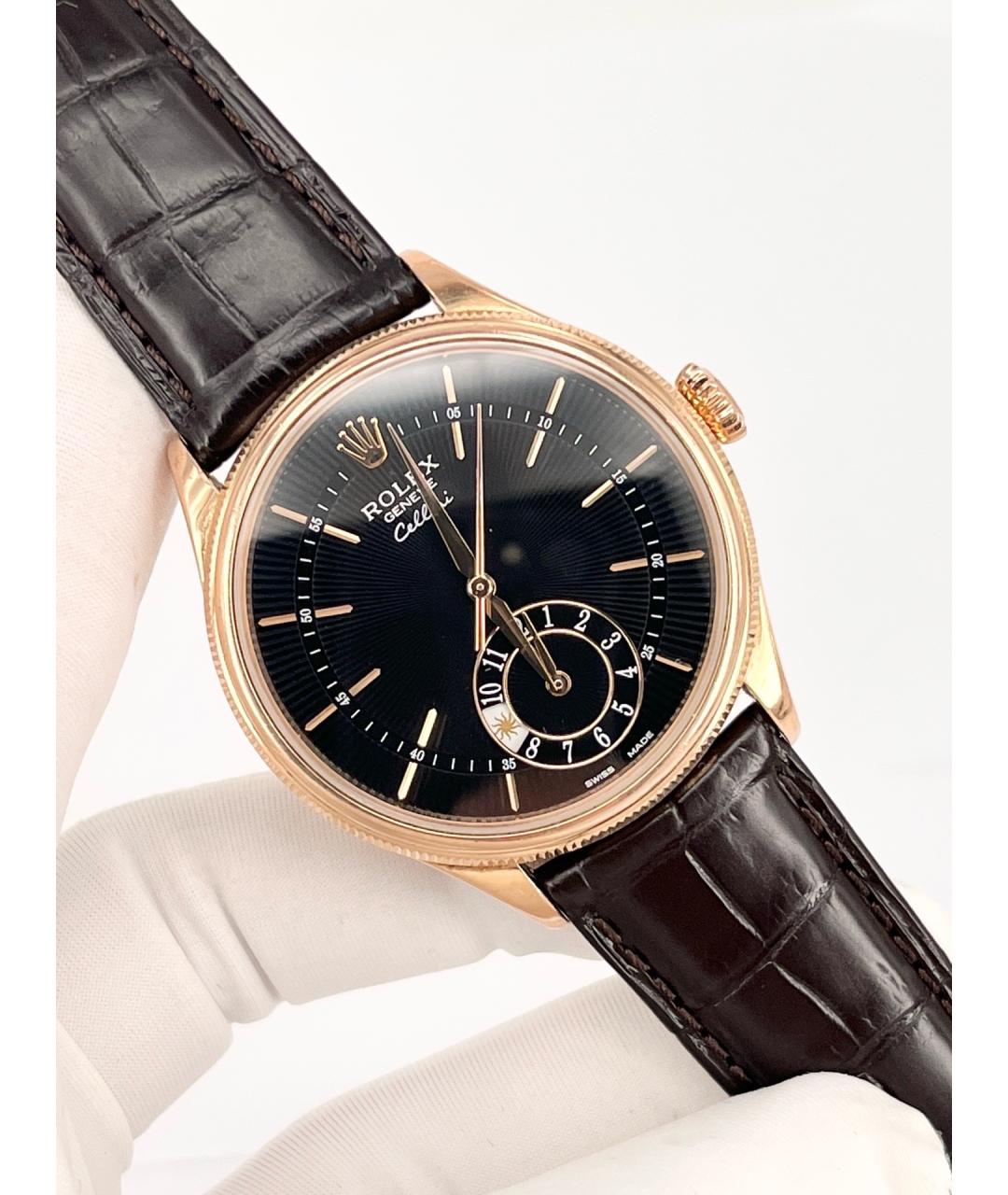 ROLEX Черные часы из розового золота, фото 3