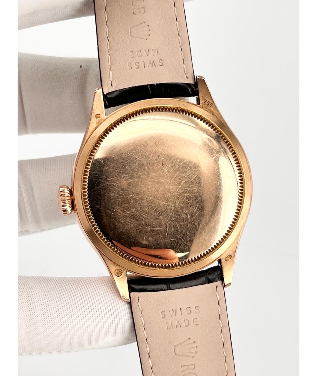 ROLEX Черные часы из розового золота, фото 6