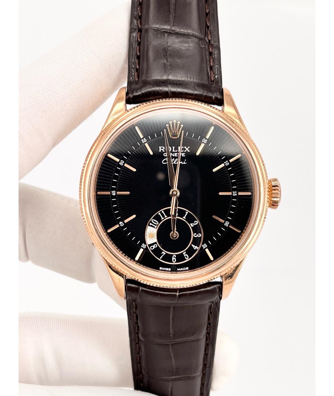 ROLEX Черные часы из розового золота, фото 7