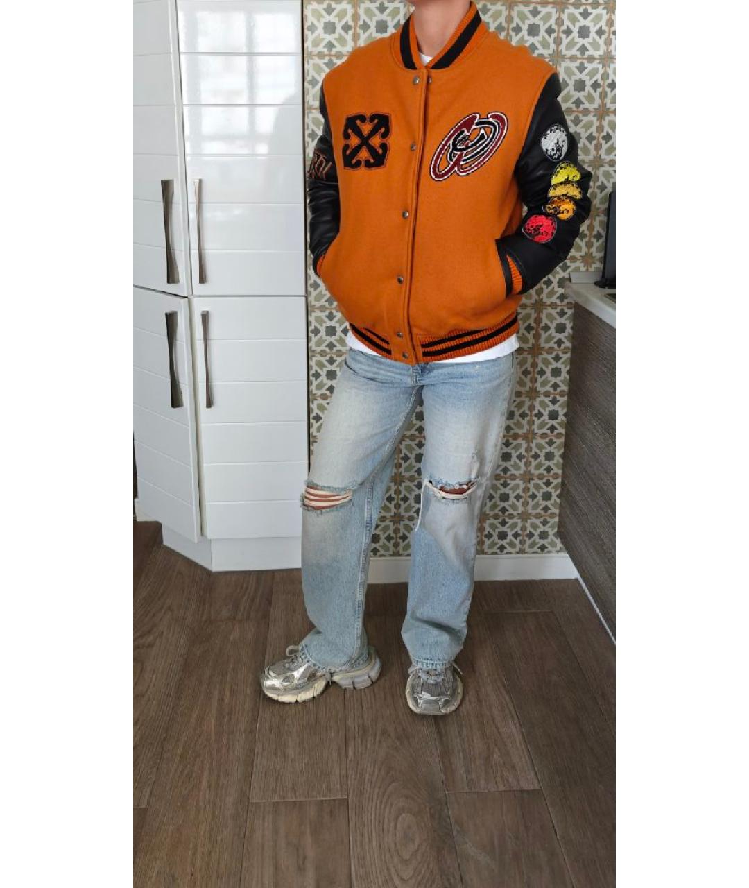 OFF-WHITE Оранжевая шерстяная куртка, фото 4