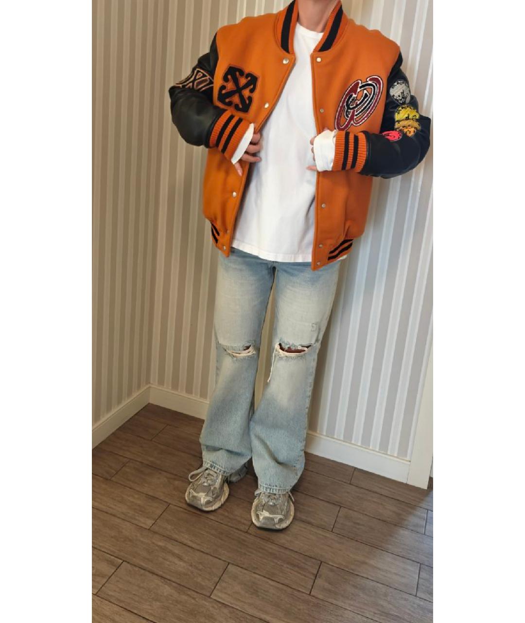 OFF-WHITE Оранжевая шерстяная куртка, фото 5
