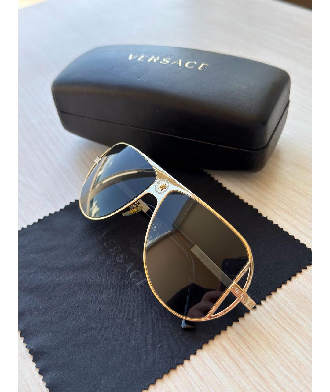 VERSACE Золотые металлические солнцезащитные очки, фото 2