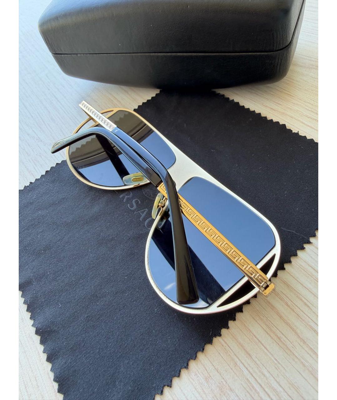 VERSACE Золотые металлические солнцезащитные очки, фото 3