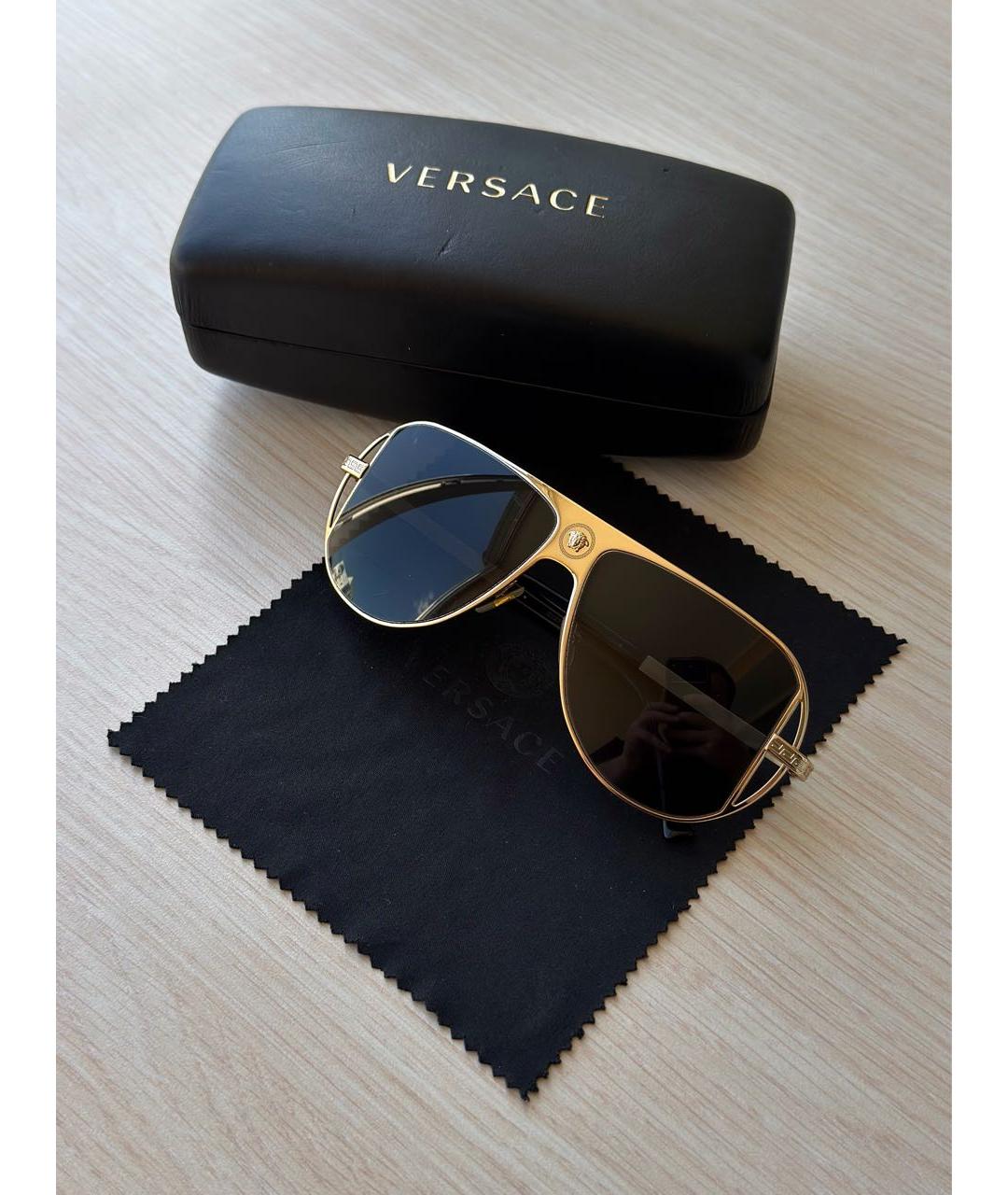 VERSACE Золотые металлические солнцезащитные очки, фото 8