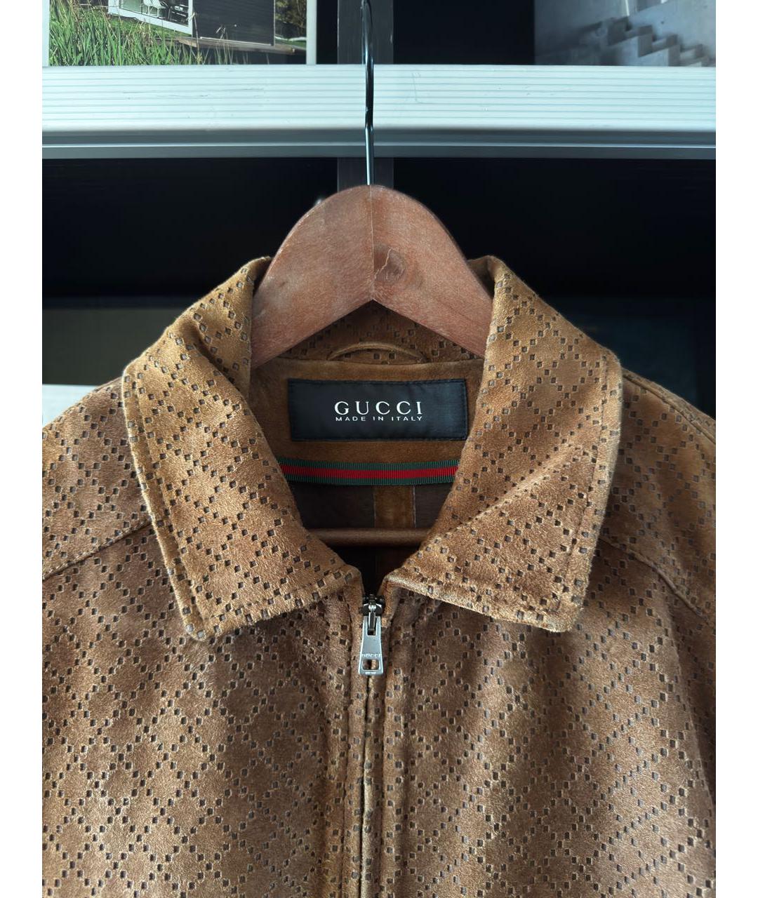 GUCCI Коричневая замшевая куртка, фото 3