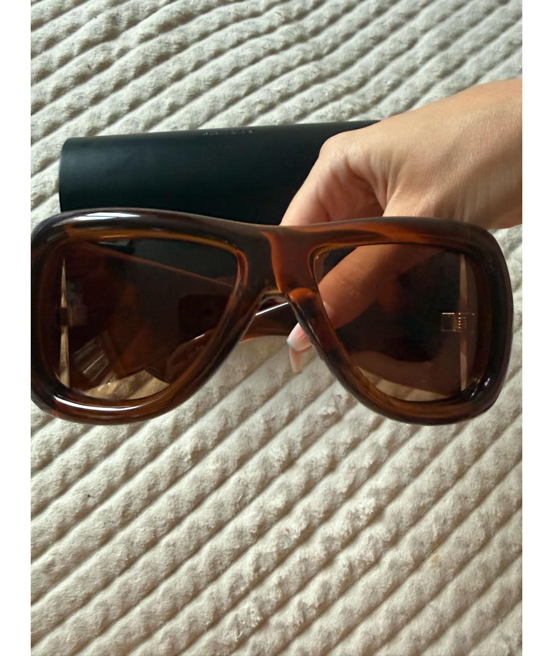 SAINT LAURENT Коричневые пластиковые солнцезащитные очки, фото 3