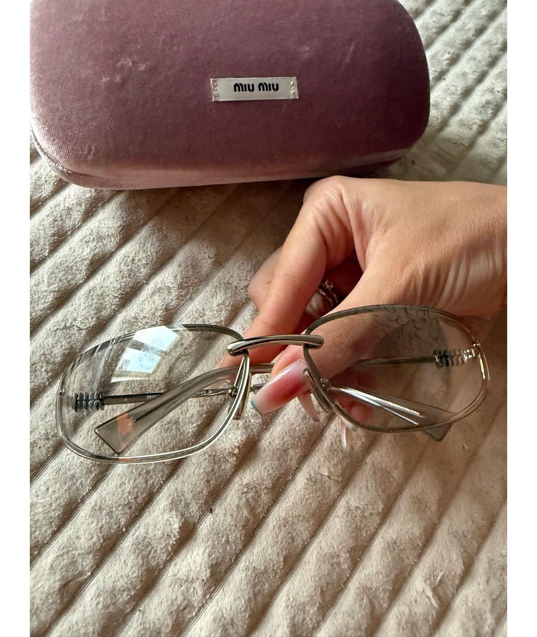 MIU MIU Прозрачные металлические солнцезащитные очки, фото 5