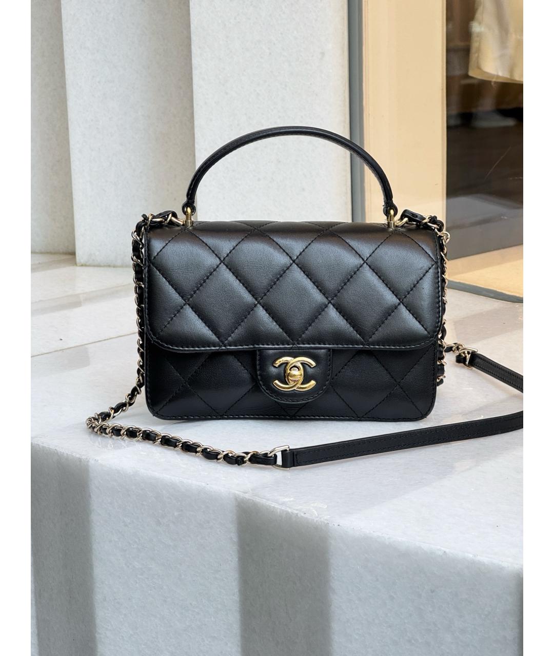 CHANEL Черная кожаная сумка через плечо, фото 4