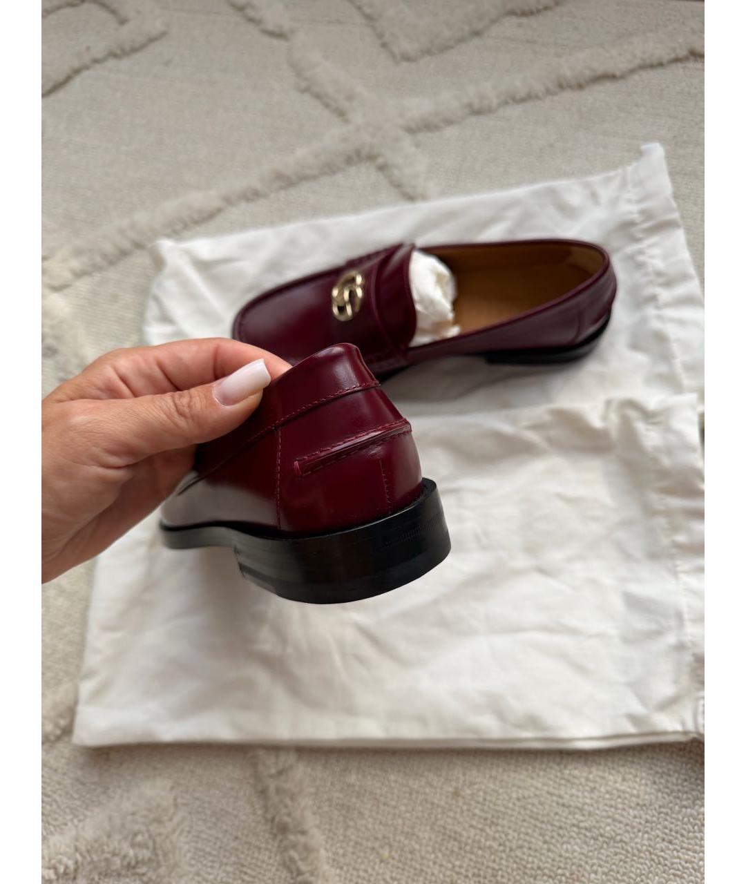 GUCCI Бордовые кожаные лоферы, фото 4