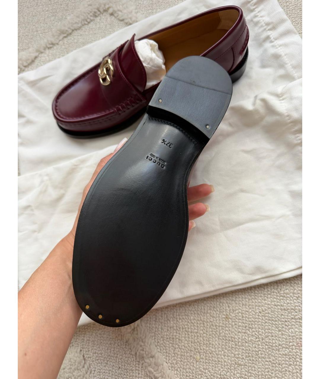 GUCCI Бордовые кожаные лоферы, фото 3