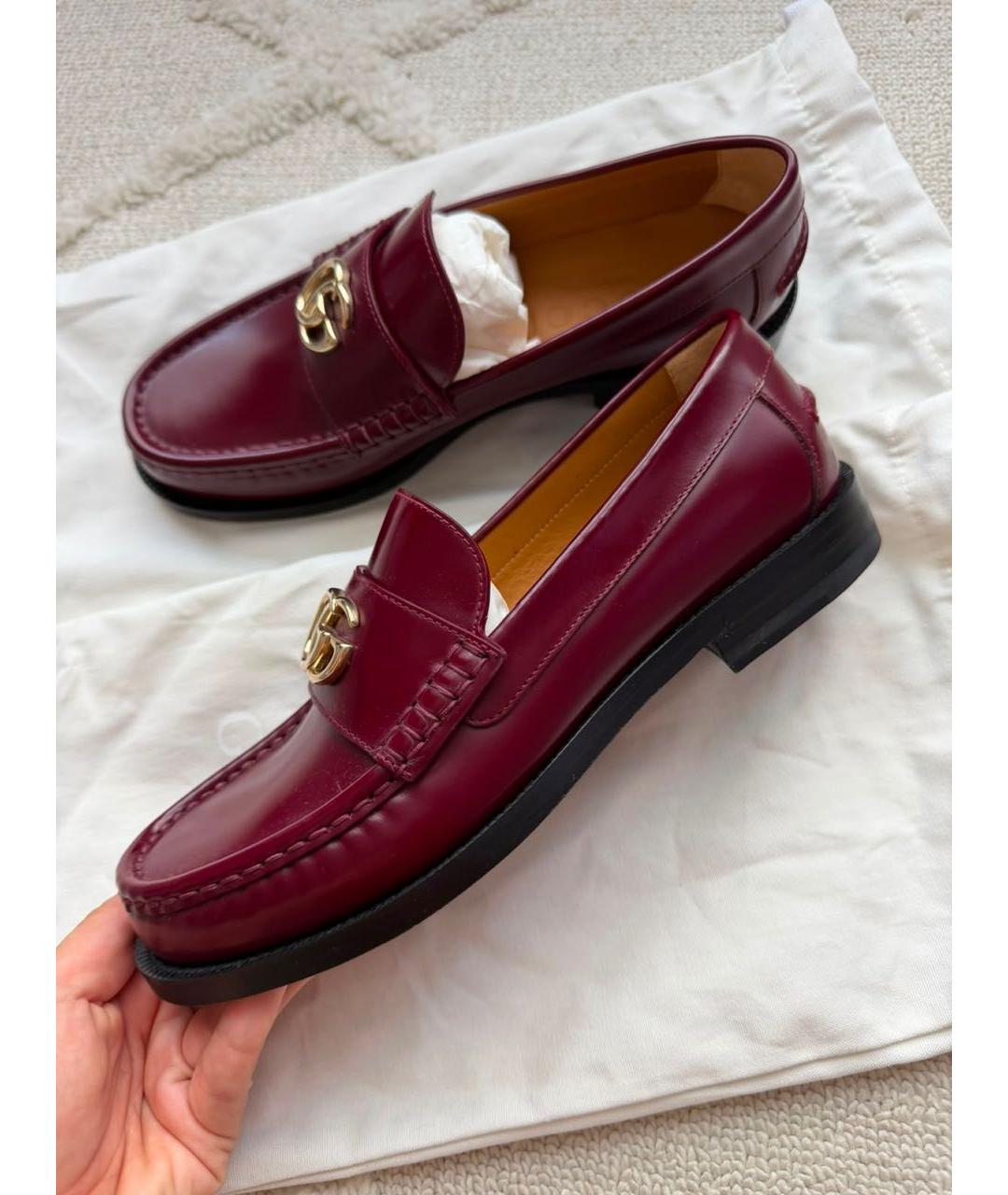 GUCCI Бордовые кожаные лоферы, фото 5
