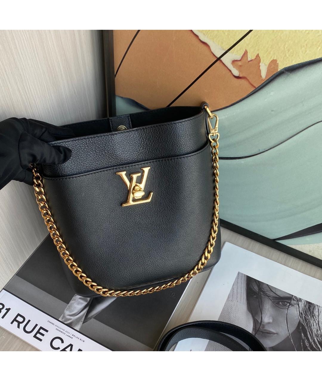 LOUIS VUITTON Черная кожаная сумка через плечо, фото 3