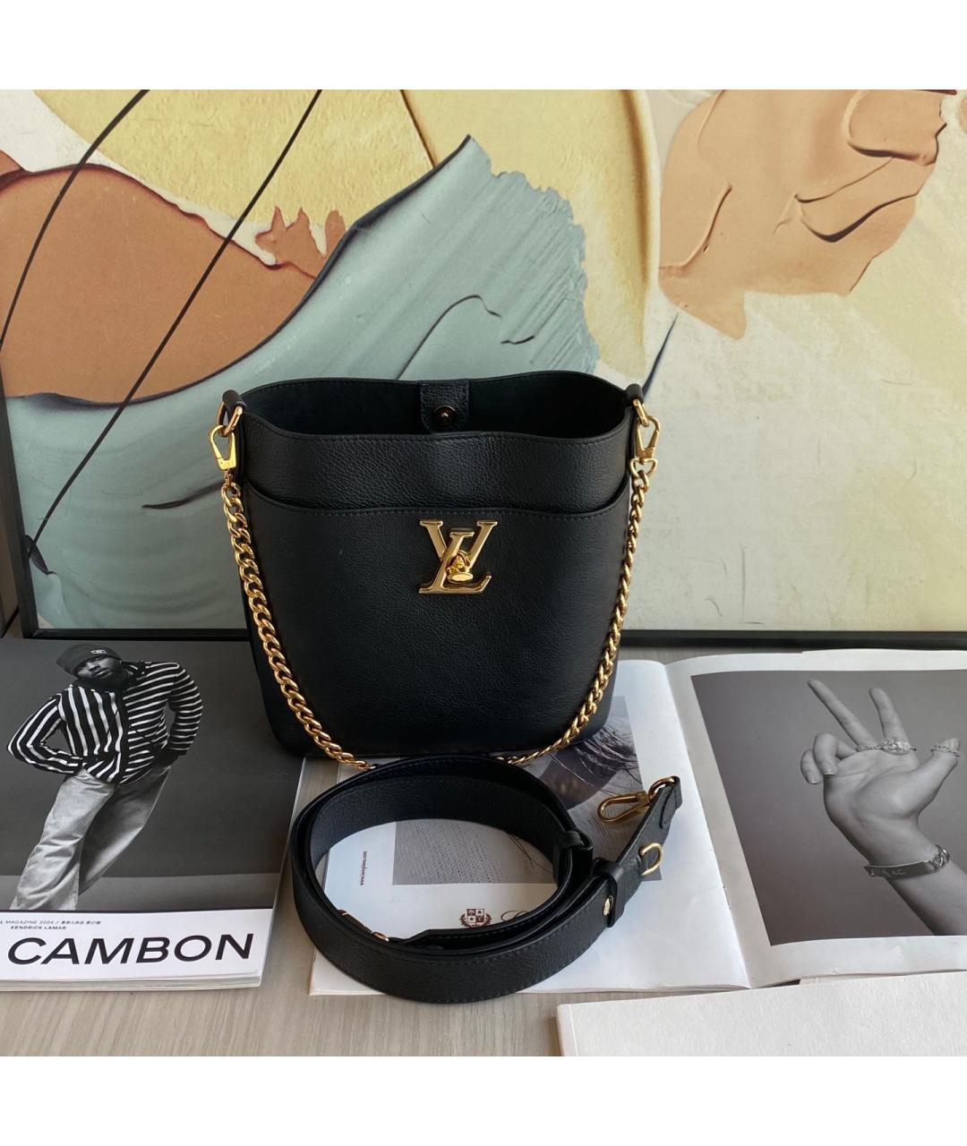 LOUIS VUITTON Черная кожаная сумка через плечо, фото 8