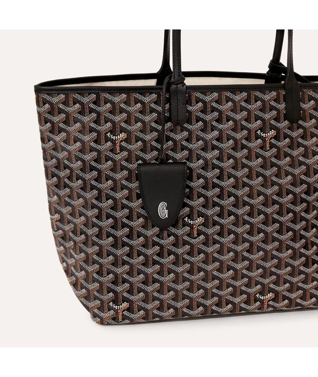 GOYARD Черная сумка с короткими ручками из канвы, фото 4