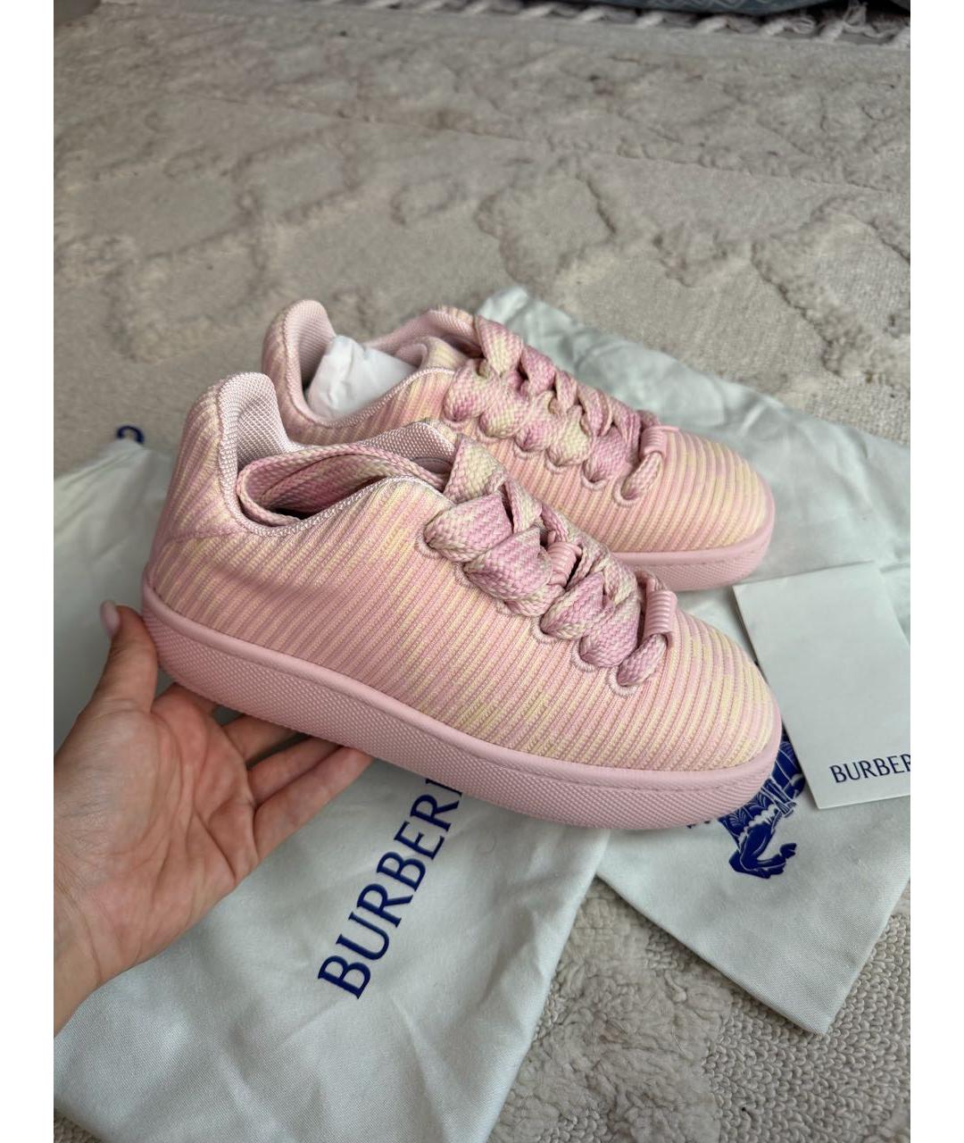 BURBERRY Розовые текстильные кеды, фото 7