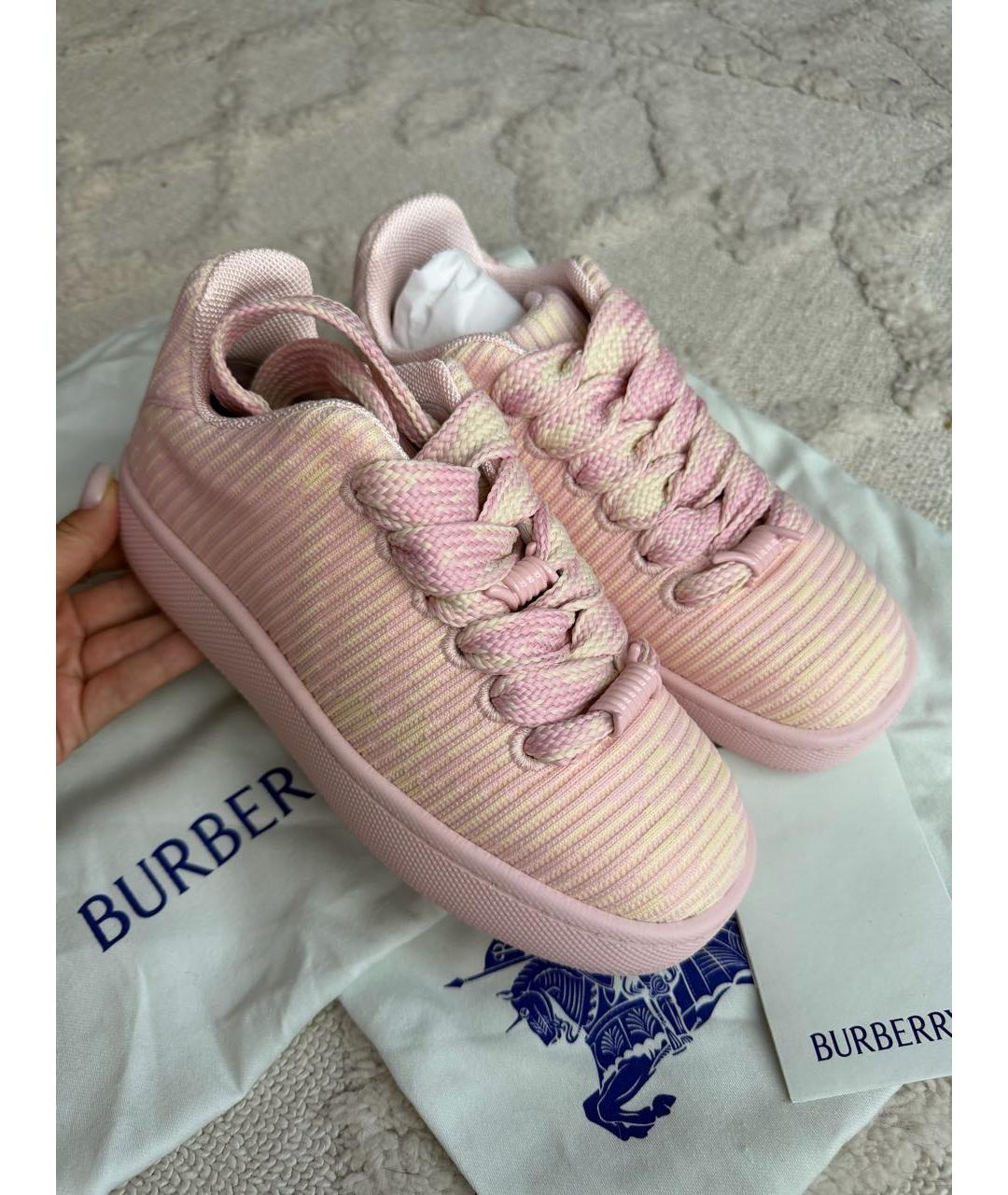 BURBERRY Розовые текстильные кеды, фото 5