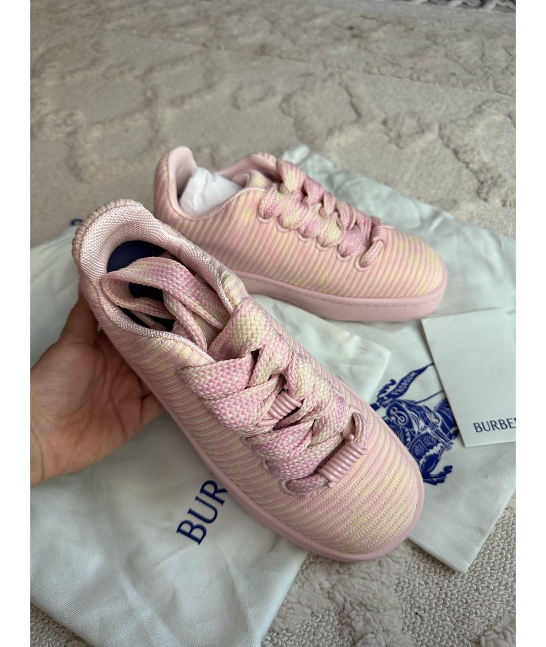 BURBERRY Розовые текстильные кеды, фото 2