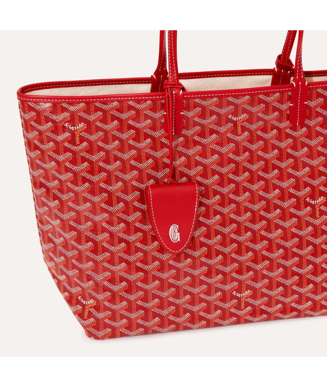 GOYARD Красная сумка с короткими ручками из канвы, фото 4