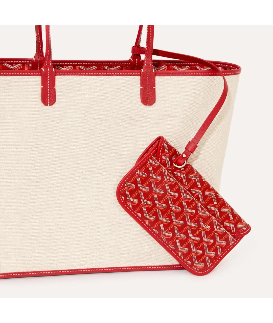 GOYARD Красная сумка с короткими ручками из канвы, фото 6