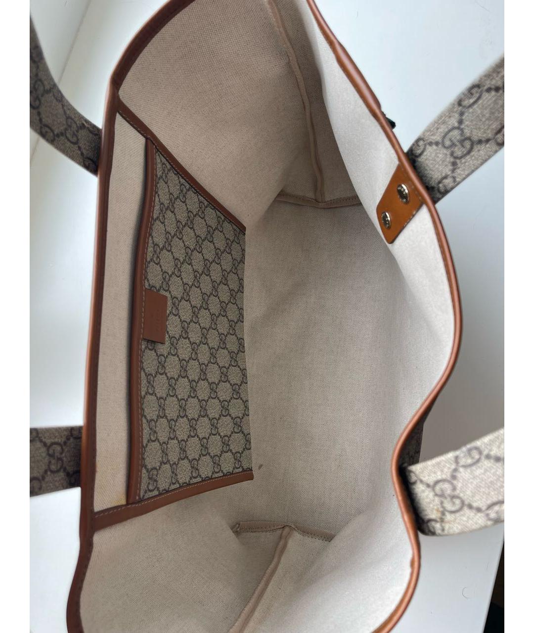GUCCI Бежевая сумка тоут из канвы, фото 3