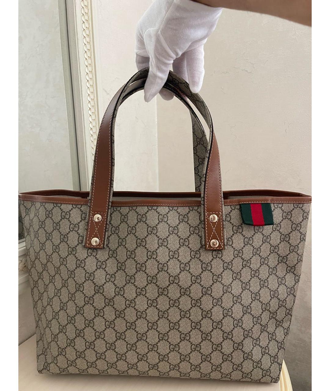 GUCCI Бежевая сумка тоут из канвы, фото 8