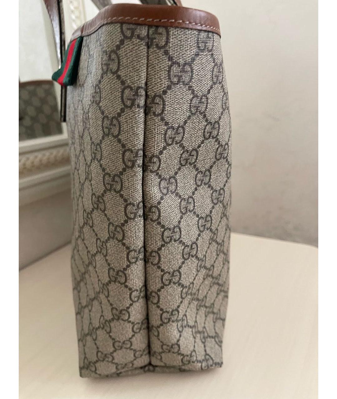 GUCCI Бежевая сумка тоут из канвы, фото 4