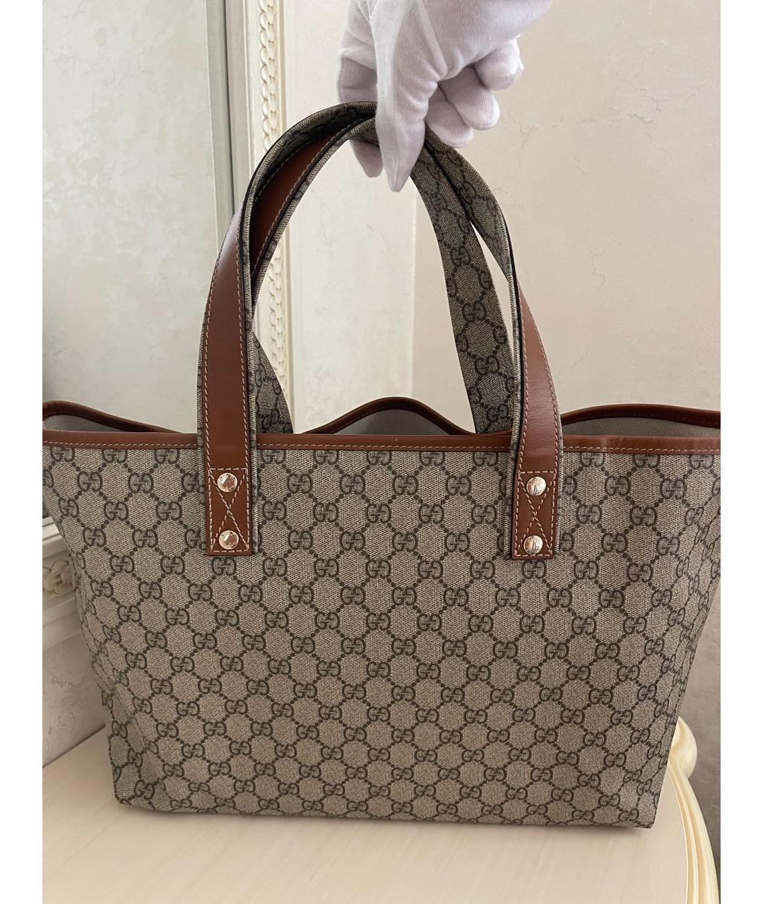 GUCCI Бежевая сумка тоут из канвы, фото 2