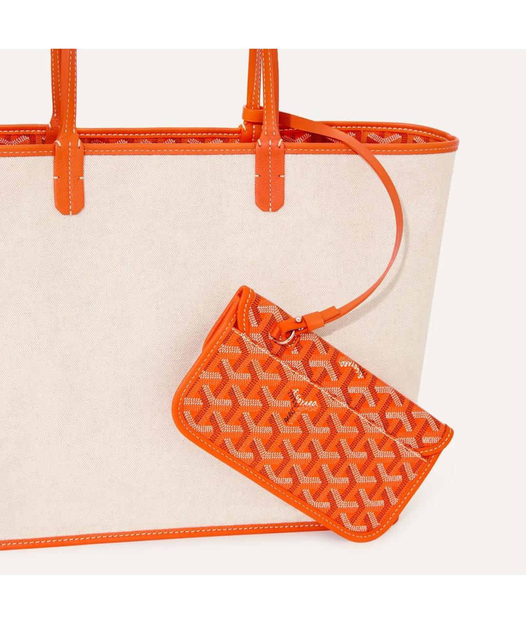GOYARD Оранжевая сумка с короткими ручками из канвы, фото 6