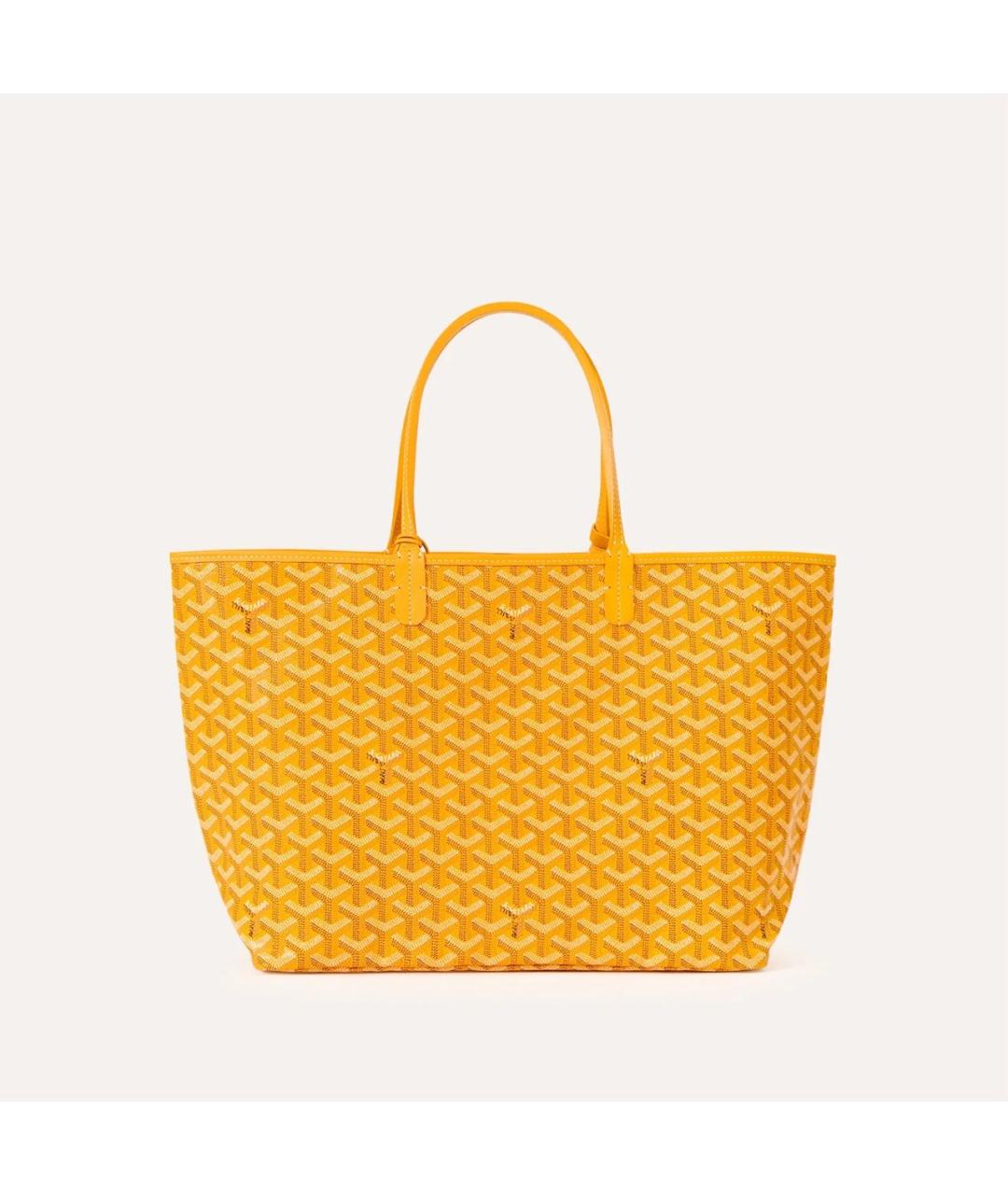 GOYARD Желтая сумка с короткими ручками из канвы, фото 3