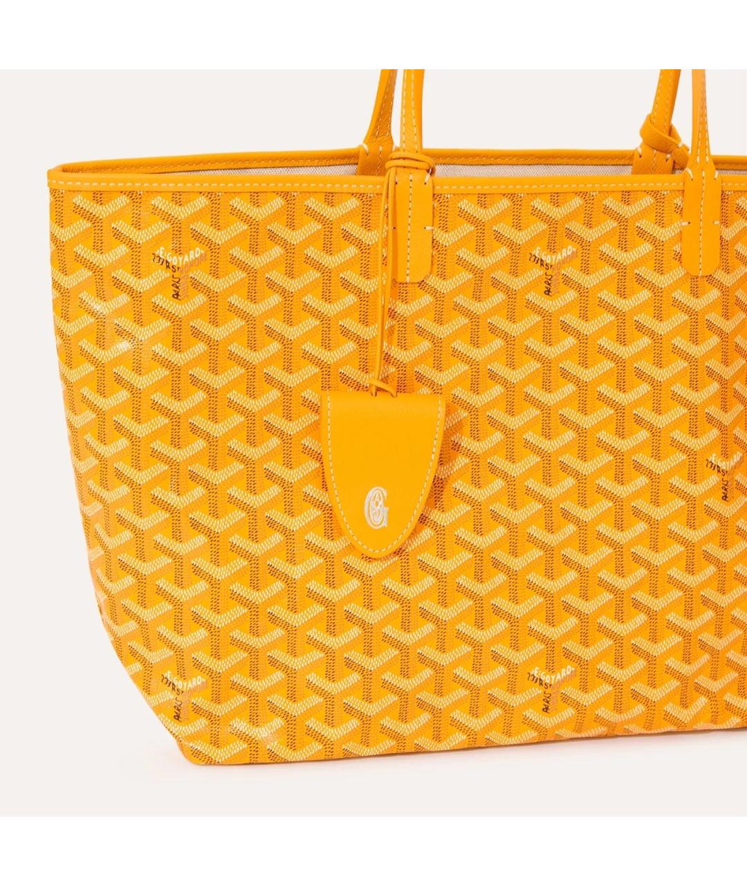GOYARD Желтая сумка с короткими ручками из канвы, фото 4