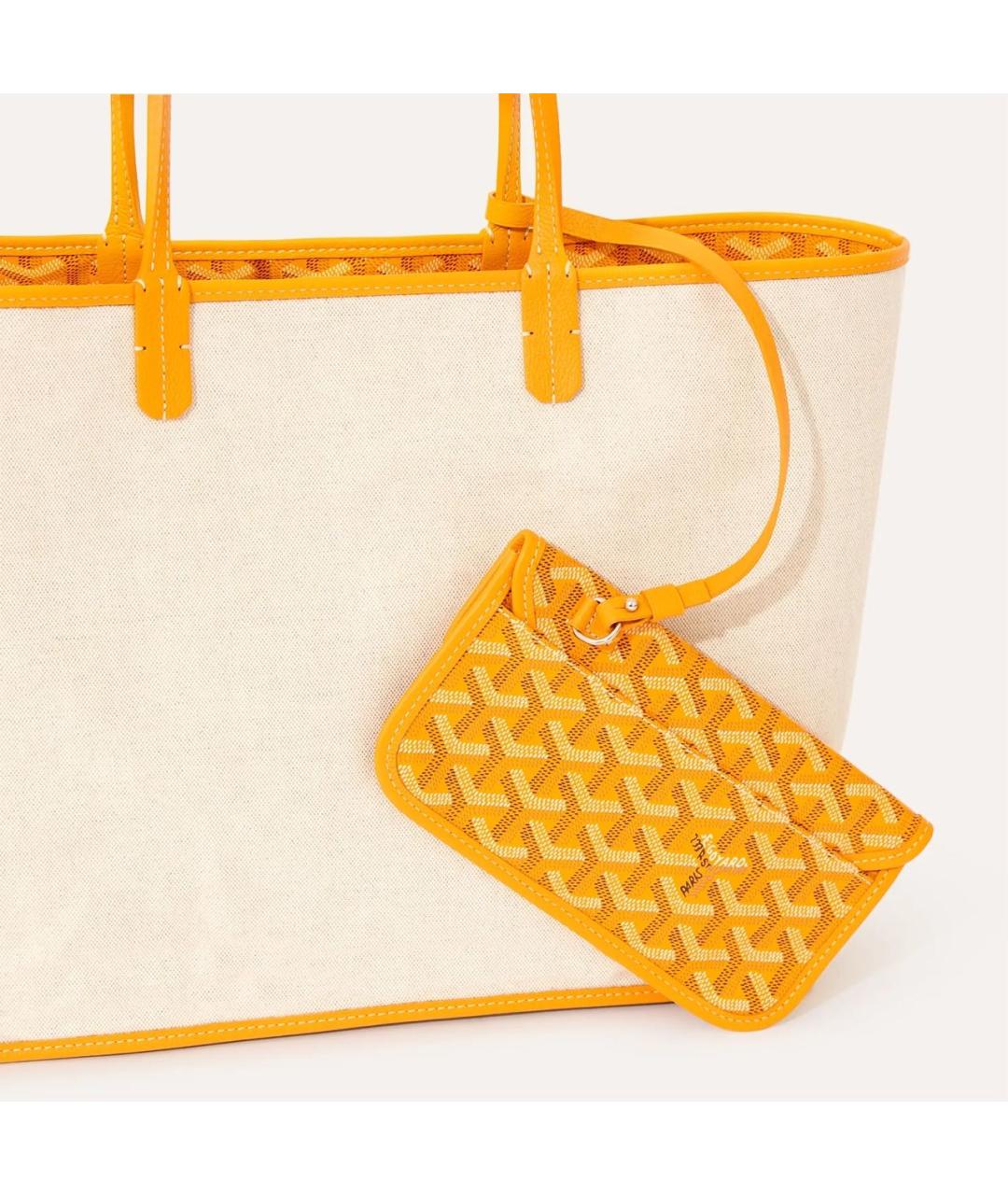 GOYARD Желтая сумка с короткими ручками из канвы, фото 6